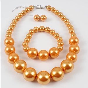 Women's Pearl Statement 18" Necklace and Earrings Set